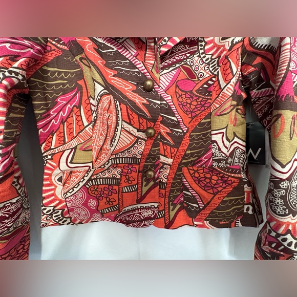 W Work to Weekend Women’s Orange Pink Floral Pockets Ruffle Back Blazer Jacket 6 - Picture 7 of 14